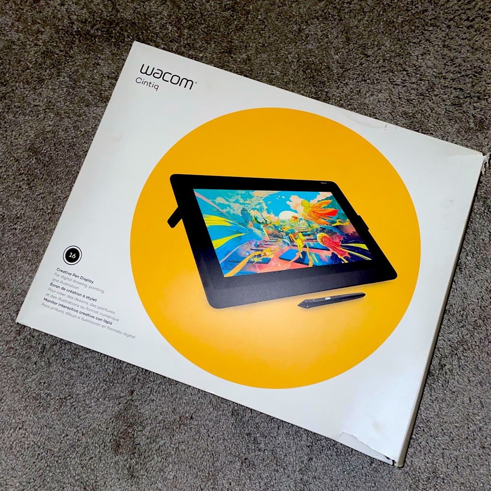 Wacom Cintiq 16, used but new. Contains screen, all chords, pen/spare pen tips